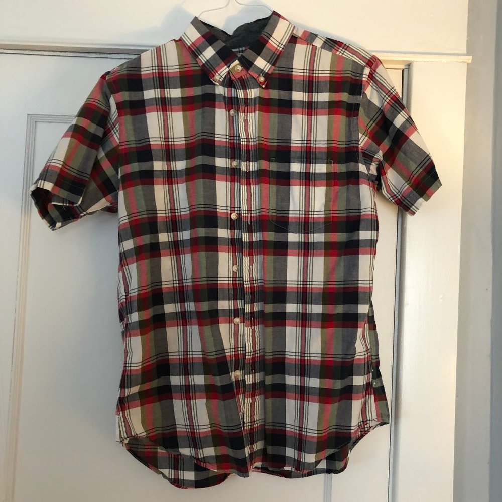 J.Crew short sleeve plaid button down sz M